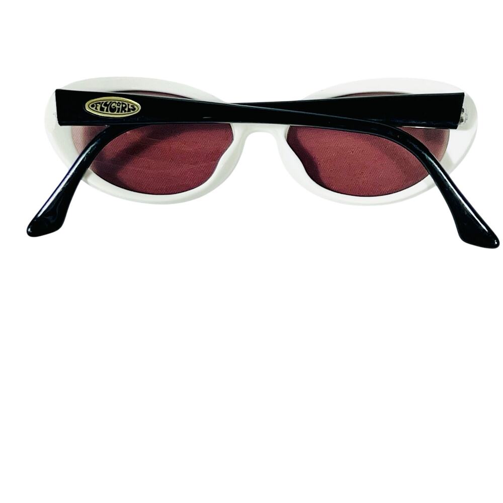 Black Flys Butter Fly Sunglasses Black White Frame Pink Lens USA New Vintage - Picture 4 of 12